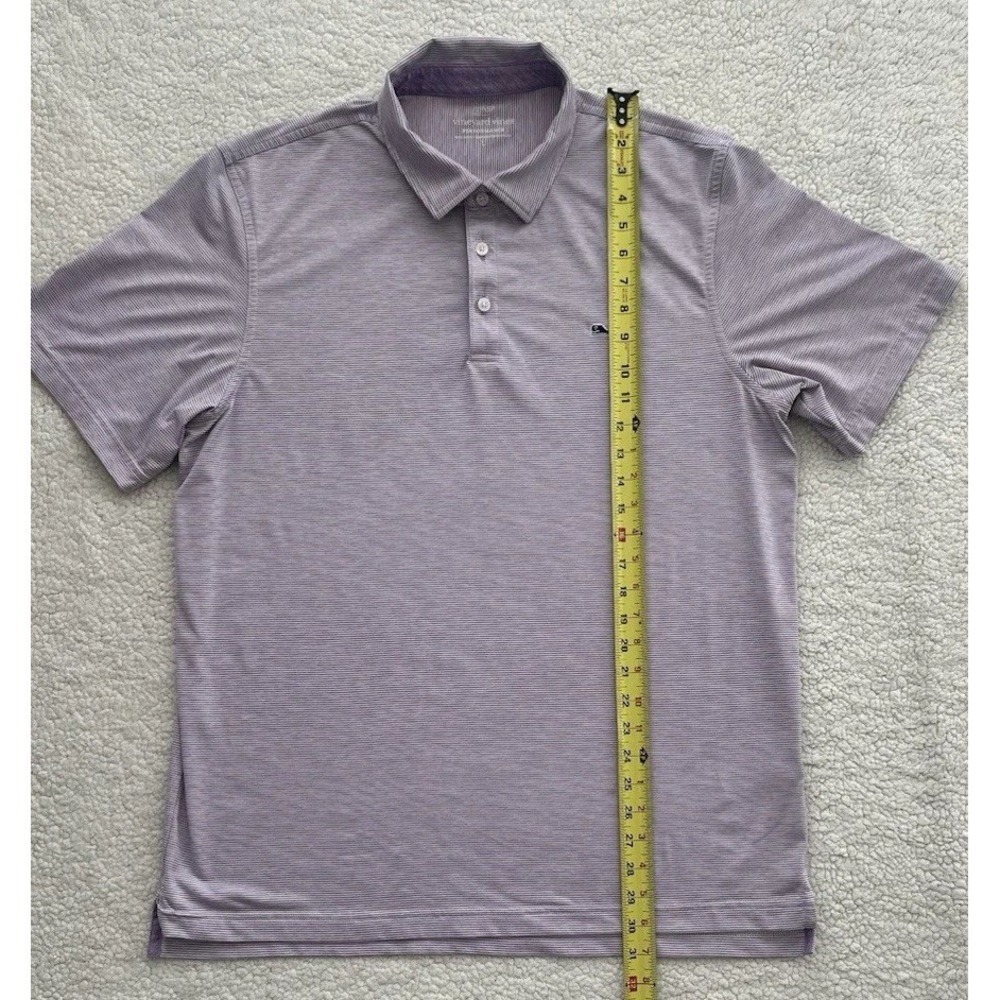 Mens Vineyard Vines Performance Polo Shirt Purple Stripe Short Sleeve Size L - Picture 6 of 14